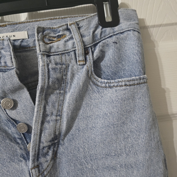 PacSun Light Blue Ultra High Waisted Slim Fit Jeans, Button Fly, Raw Hem, EUC! - Picture 6 of 13